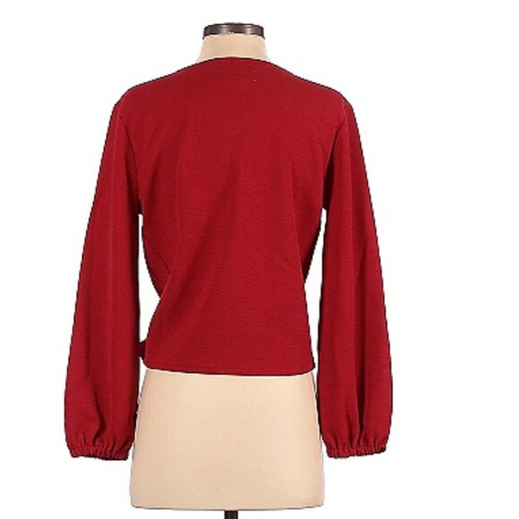 Madewell Texture and Thread Red Wrap Top Medium - Picture 3 of 10